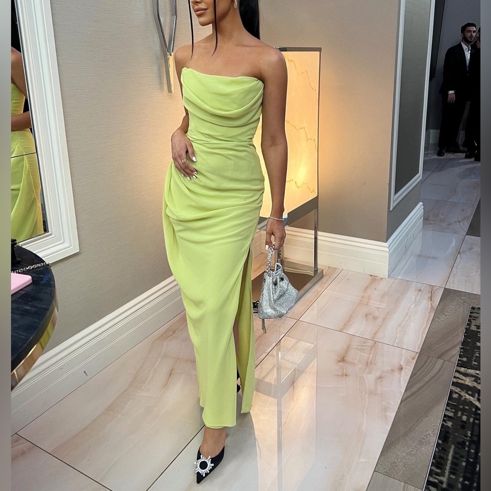 House of CB Adrienne Lime Green Strapless Dress